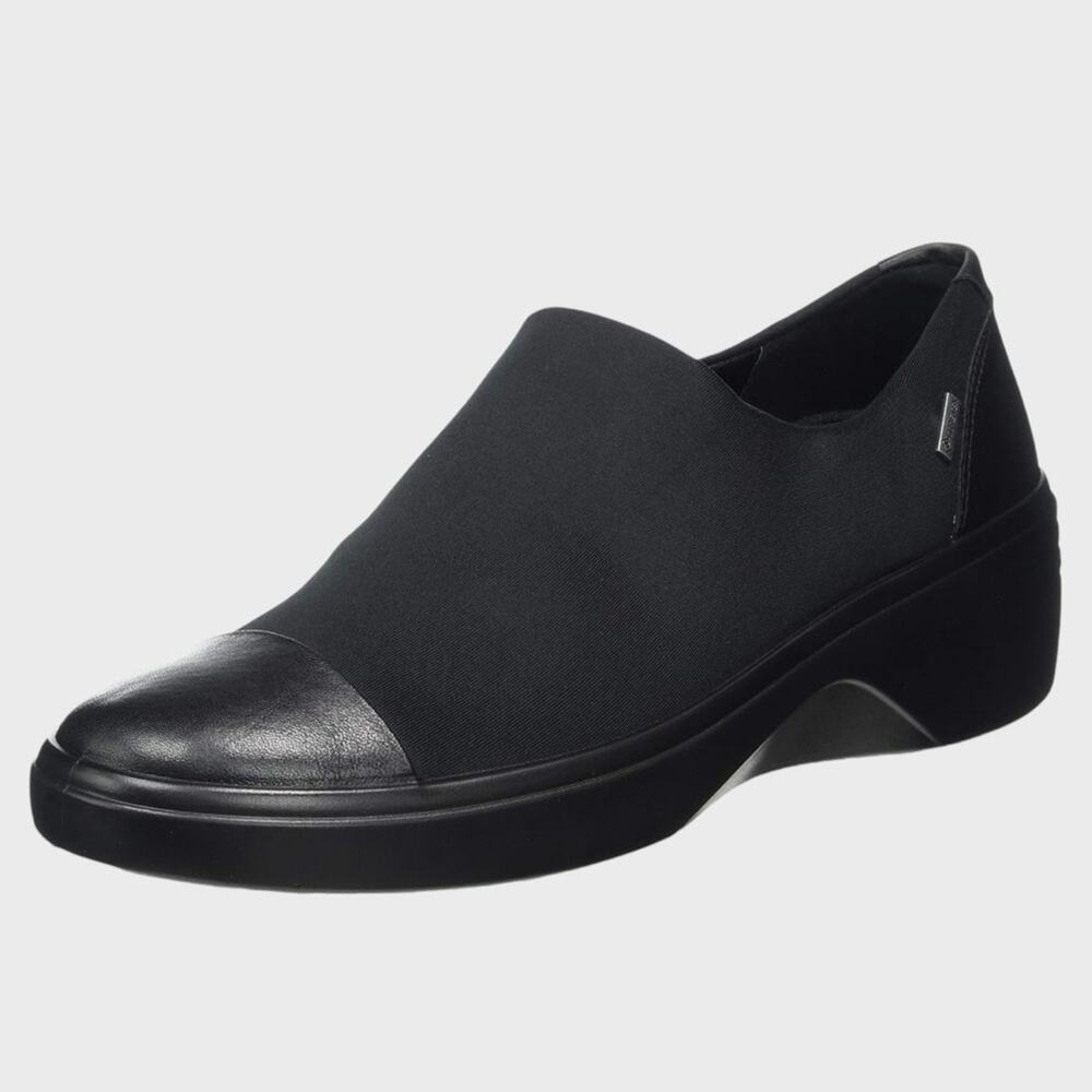 ECCO Size 40 Soft 7 Wedge Gore-Tex Slip-On Sneaker Black Waterproof Comfort Shoe